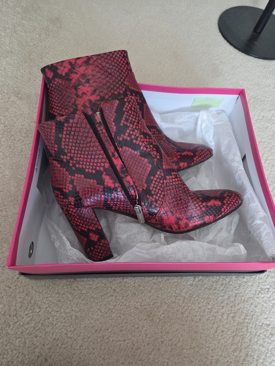 Vince Camuto Shoes - Vince Camuto Red Snake-Print Ankle Boots